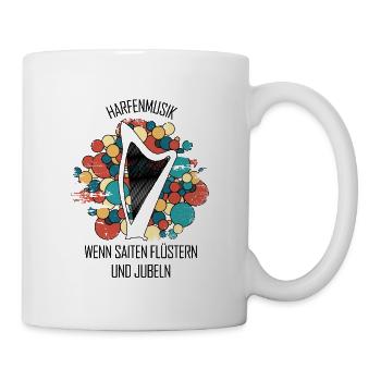 Harfe Geschenk Musikinstrument Musiker Zupfen - Tasse - Weiß - Rechts