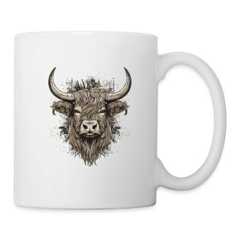 Rustic Scottish Highland cow landscape and - Mug - white - Right