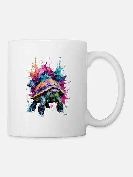 Schildkröte Cool Cool In Buntem und Coolem Design - Tasse - Weiß