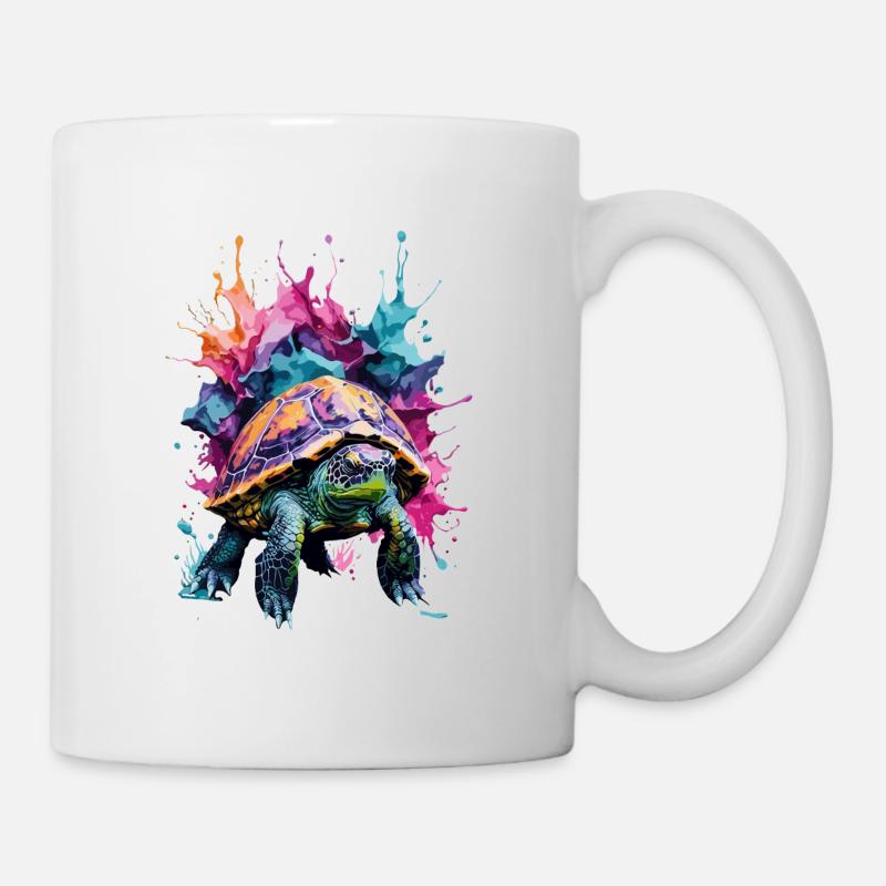 Schildkröte Cool Cool In Buntem und Coolem Design - Tasse - Weiß