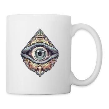 Œil qui voit tout Illuminati Symbole Rétro Vintage - Mug blanc - blanc - Droite