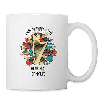 Harp Gift Musical Instrument Musician Plucking - Mug - white - Right