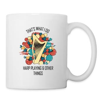 Harp Gift Musical Instrument Musician Plucking - Mug - white - Right