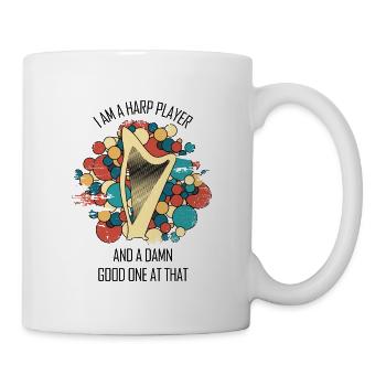 Harfe Geschenk Musikinstrument Musiker Zupfen - Tasse - Weiß - Rechts