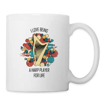 Harfe Geschenk Musikinstrument Musiker Zupfen - Tasse - Weiß - Rechts