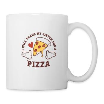 Échange de pizzas - Mug blanc - blanc - Droite