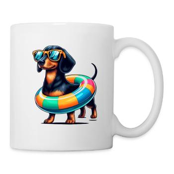 Dachshund Hunting Dog with Dogs Summer and Beach Dog - Mug - white - Right