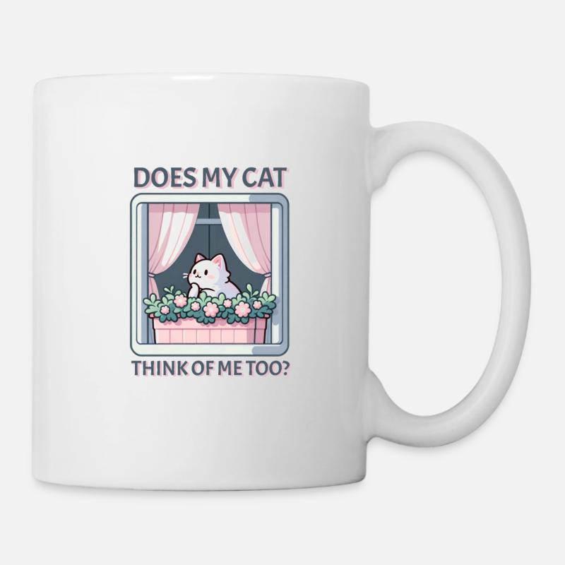Mon chat pense-t-il aussi à moi ? - Mug blanc - blanc