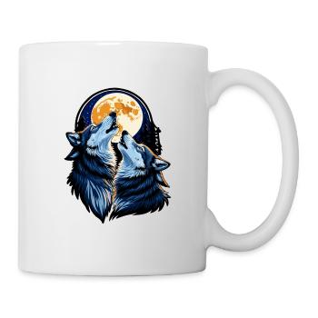 Wölfe bei Vollmond - Tasse - Weiß - Rechts