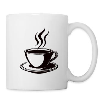 Icône de café noir avec sous-verre - Mug blanc - blanc - Droite