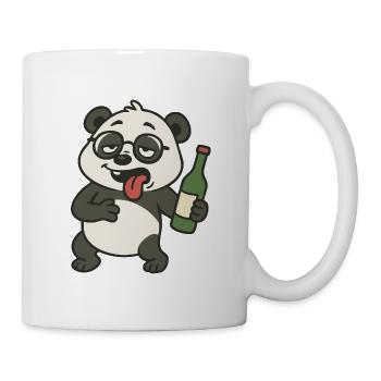 Panda Bär betrunken mit Weinflasche - Tasse - Weiß - Rechts