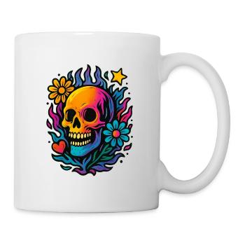 Farbiger Totoenkopf - Tasse - Weiß - Rechts