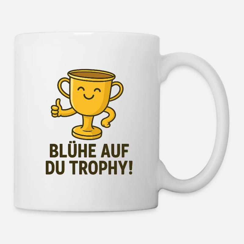 Mug trophée heureux avec dicton - Mug blanc - blanc