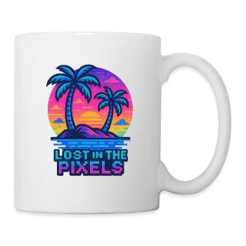 Conception pixellisée de coucher de soleil tropical - Mug blanc - blanc - Droite