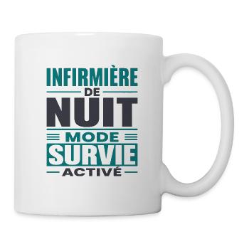 infirmière de nuit mode survie humour soignante  - Mug blanc - blanc - Droite