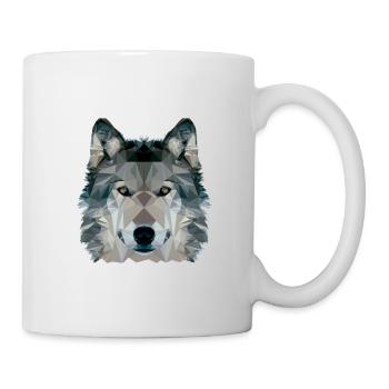 Wolf Face Low Poly Design, Wolf Face Clip art - Mug - white - Right
