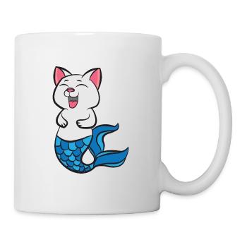 Sweet laughing mermaid cat - Mug - white - Right