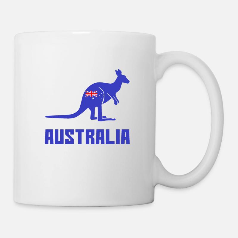 Kangourou avec drapeau australien - Mug blanc - blanc