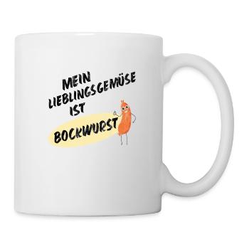 Mein Lieblingsgemüse ist Bockwurst 1- Sausage - Tasse - Weiß - Rechts