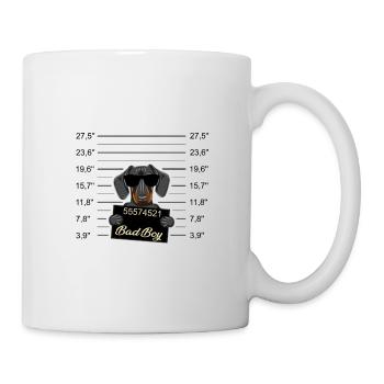 Bad Boy Dackel oder junger Dobermann - Böser Hund - Tasse - Weiß - Rechts