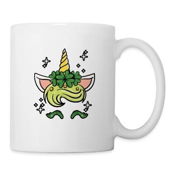 Unicorn with shamrock - Mug - white - Right