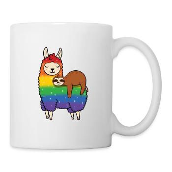 Faultier reitet auf Lama - Tasse - Weiß - Rechts