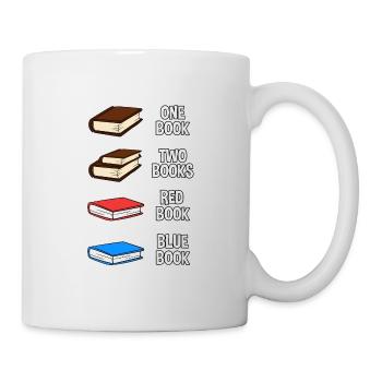 Un livre Deux livres Livre rouge Livre bleu - Mug blanc - blanc - Droite