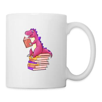 Dino lit des livres - Mug blanc - blanc - Droite