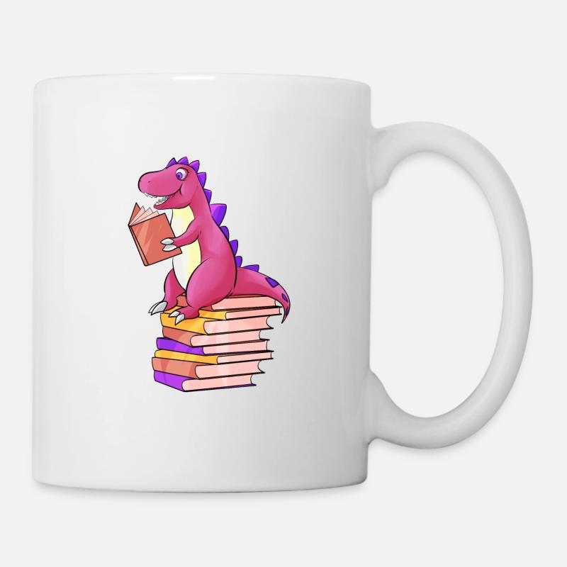 Dino liest Bücher - Tasse - Weiß