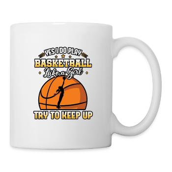 Oui je joue au basket comme une fille - Mug blanc - blanc - Droite