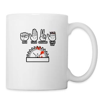 Scie à table à ciseaux en papier de roche - Mug blanc - blanc - Droite