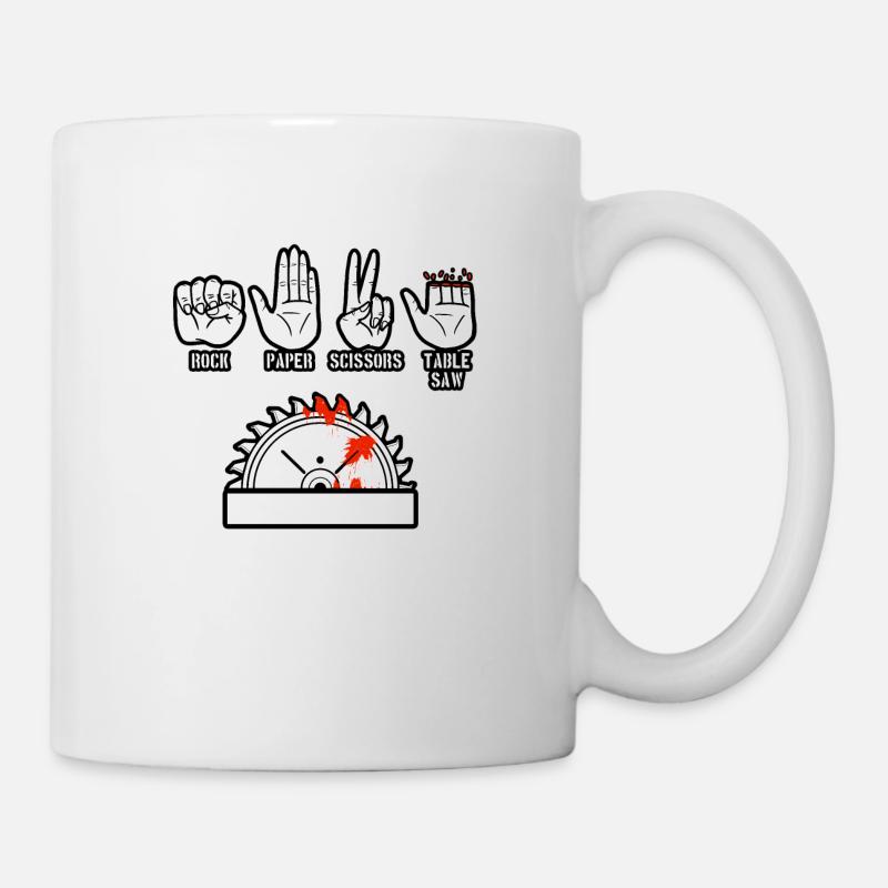 Rock Paper Scissors Table Saw - Mug - white