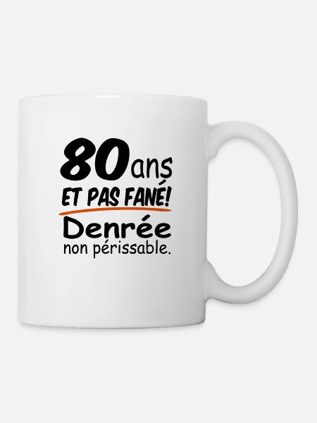 80 ans / anniversaire 80 ans / t-shirt 80 ans - Mug blanc - blanc