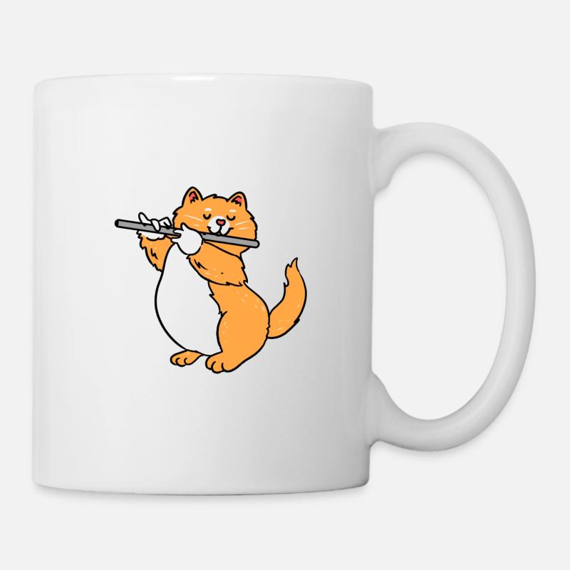 Chat joue de la flûte - Mug blanc - blanc