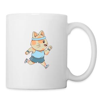 Jogging Cartoon Katze mit Jogging Kleidung - Tasse - Weiß - Rechts