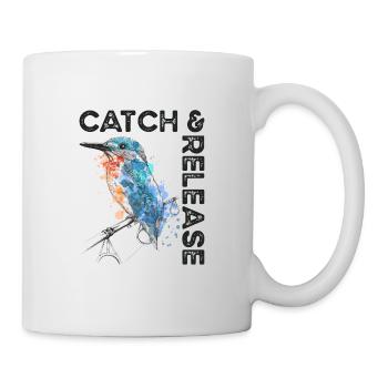 Catch and Release Kingfisher on fishing rod - Mug - white - Right
