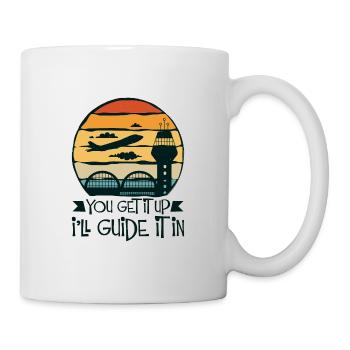 Flying aviator flight school air traffic controller aircraft - Mug - white - Right