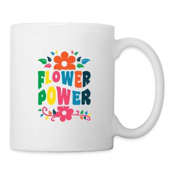 Flower Power Hippie 1960's Retro Blumen - Tasse - Weiß - Rechts
