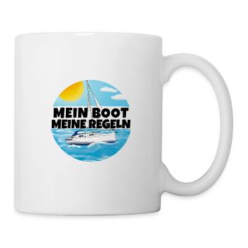 Mein boot meine Regeln Segelboot - Tasse - Weiß - Rechts