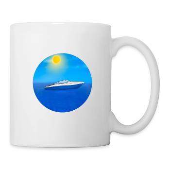 Motorboot im Meer - Tasse - Weiß - Rechts