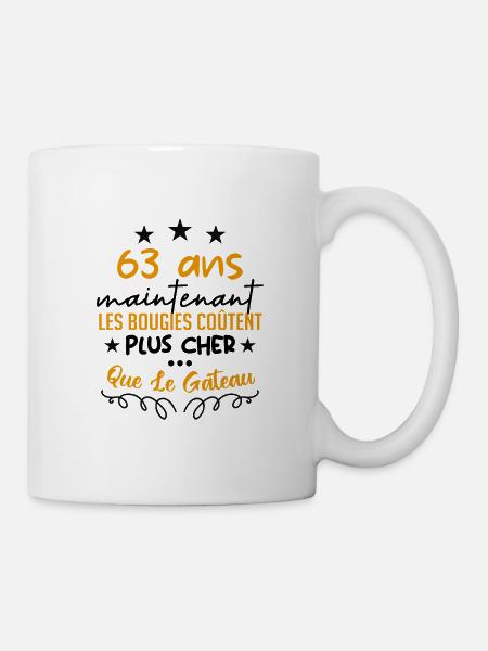 humour anniversaire 63 ans - Mug blanc - blanc