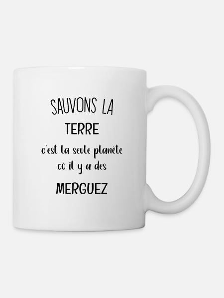 "T-Shirt "Sauvons la Terre" avec Merguez" - Mug blanc - blanc