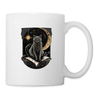 La carte du Tarot de la Lune Rituel Occulte du Chat Céleste - Mug blanc - blanc - Droite