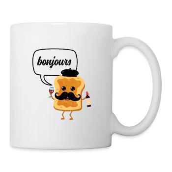 Bonjour Funny Toast with Wine French Food And - Mug - white - Right