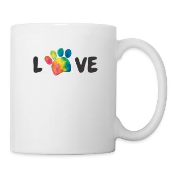 Love Regenbogen Tatzen Pfoten - Tasse - Weiß - Rechts