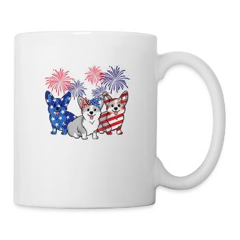 4 juillet Drapeau américain Corgi Patriotic Dog - Mug blanc - blanc - Droite