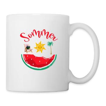 Sonne Sommer Strand Meer Wassermelone - Tasse - Weiß - Rechts