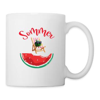 Sonne Sommer Strand Meer Wassermelone - Tasse - Weiß - Rechts