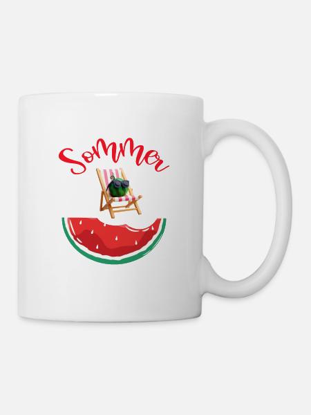 Sonne Sommer Strand Meer Wassermelone - Tasse - Weiß