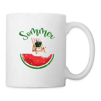 Sonne Sommer Strand Meer Wassermelone - Tasse - Weiß - Rechts